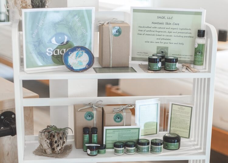 Tucked In Organics skin care display