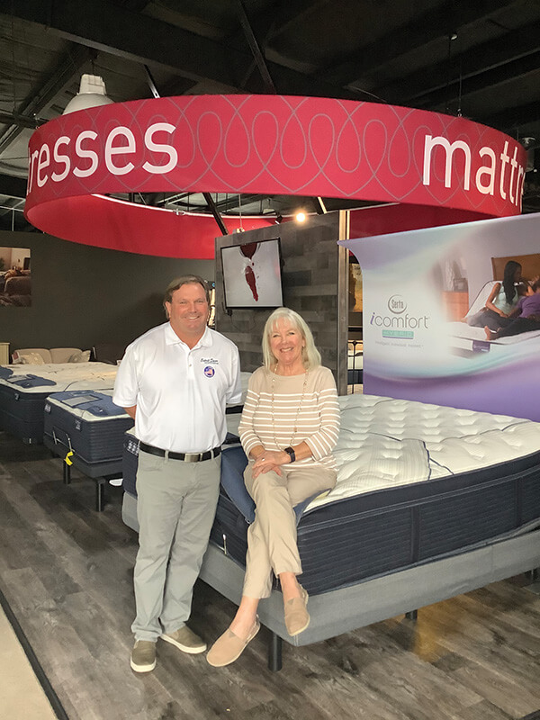 INSIDE THE CIRCLE Ricky Christian and Beth Keenehan are ready to welcome shoppers to the mattress department at Esprit Decor Home Furnishings.