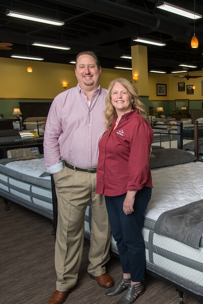 30 years strong Kevin and Kristin Matthews’ marriage has grown along with their Matthews Mattress chain of sleep shops. The couple wed in 1990 and opened their first location in Vacaville, California, in 1991.