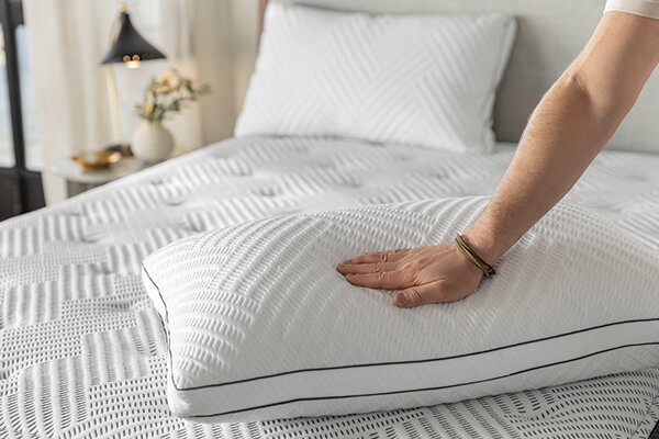 The Serta brand has adopted a strategy of replicating components and fabric designs in its pillows and mattresses to create a complementary set for shoppers. Its Beautyrest by Nate Berkus pillows feature the same pattern as the line’s mattress ticking.