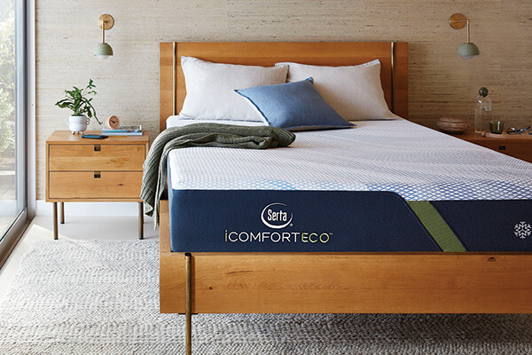 TOP TO BOTTOM Serta’s iComfortEco mattress includes recycled or sustainably sourced materials in every layer.