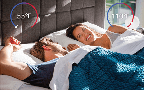 Eight Sleep’s Pod system adjusts the sleep environment to a wide range of temperatures, satisfying sleepers on both sides of the bed.