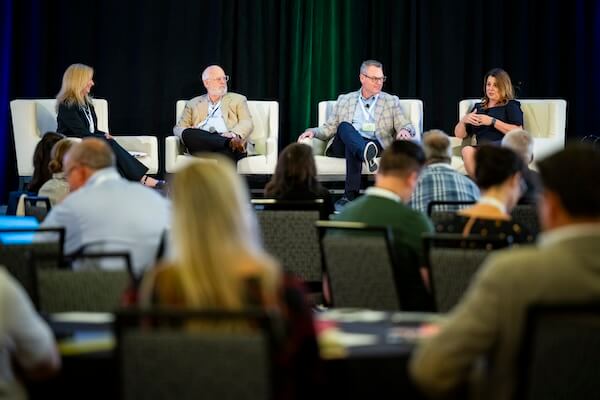 ISPA Sustainability Conference - Sustainability Panel: Left to Right: Lisa Donaldson, Barrie Brown, Don Pflug, Rhiannon Burch Hallam - Charlotte, NC - Thursday, September 14, 2023 (Chris English / Tigermoth Creative)