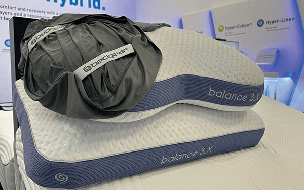 Bedgear showcased a Balance 3.X pillow for athletes and others who might want something larger to lay their heads on.
