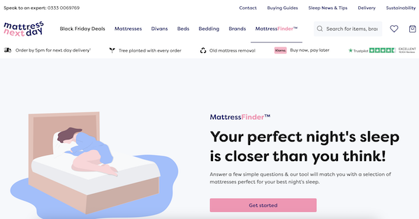 Mattress Next Day success is helped by their user friendly website.