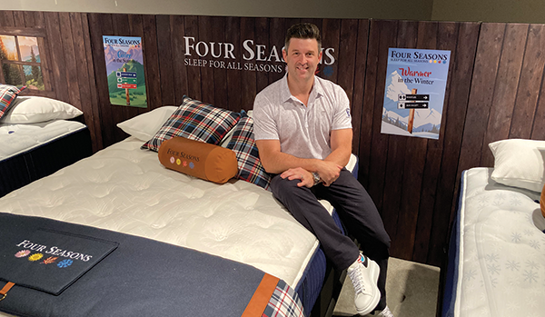 Empowering Retail Success with Spring Air. Bates got comfortable on the Four Seasons mattress at the summer Las Vegas market. The flippable mattress features Joma Wool on one side for fall/winter, and cooling fibers on the other for spring/summer. Retails start at $1,599 for a queen.