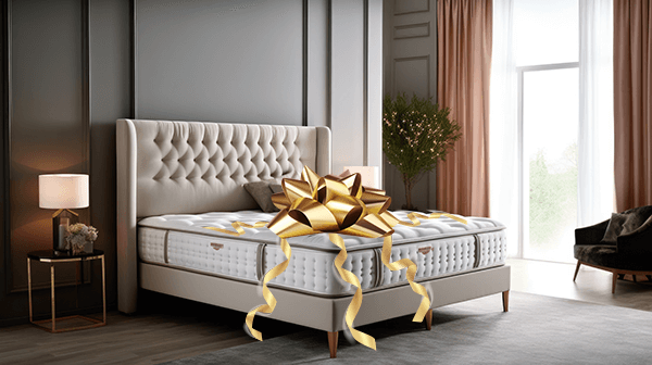 Luxury Mattress with gold bow.