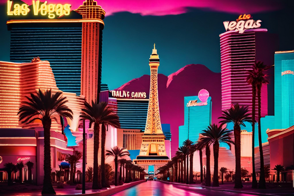 Las Vegas dazzling neon lights.