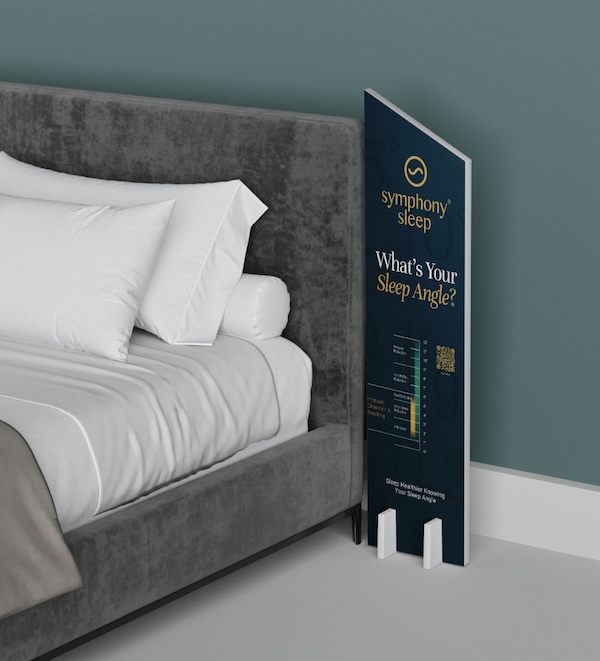 Symphony Sleep's New "Sleep Angle". Symphony Sleep offers the only adjustable bed made for all sleep positions and does not bend the mattress or the spine.