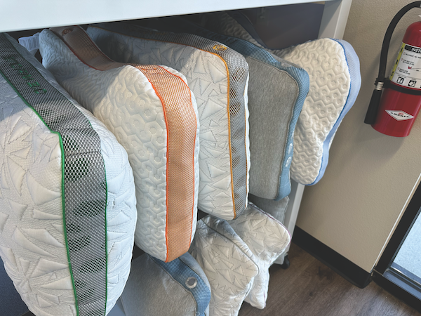 Bedplanet Retail Strategy.  An assortment of pillows from Bedgear entices customers as soon as they enter the store.