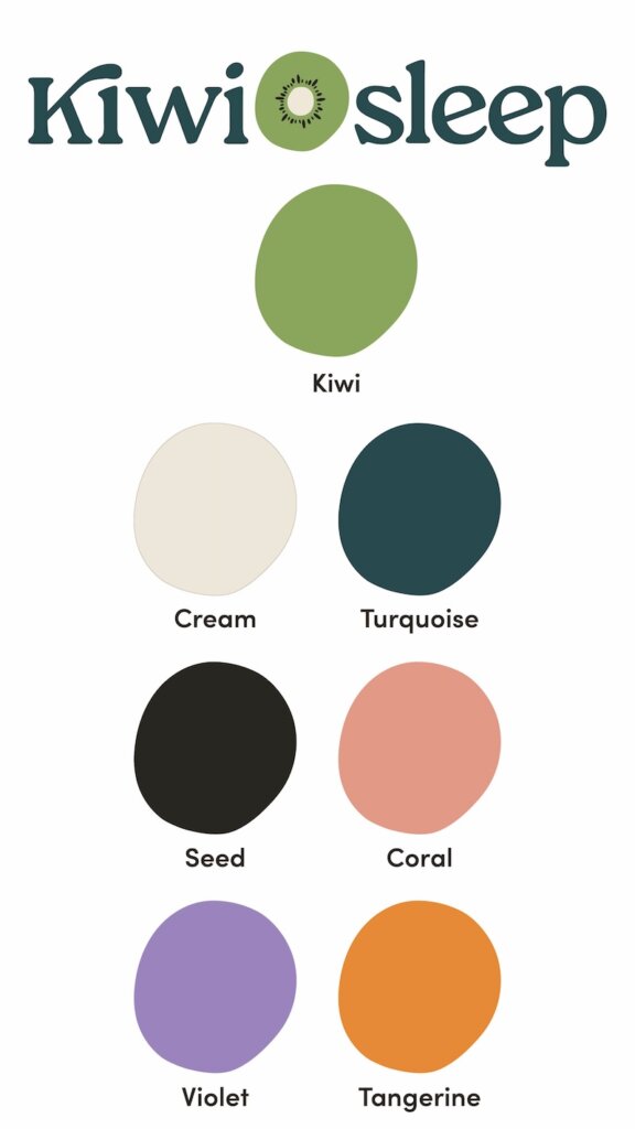 color psychology in branding. Kiwi Sleep brand colors.