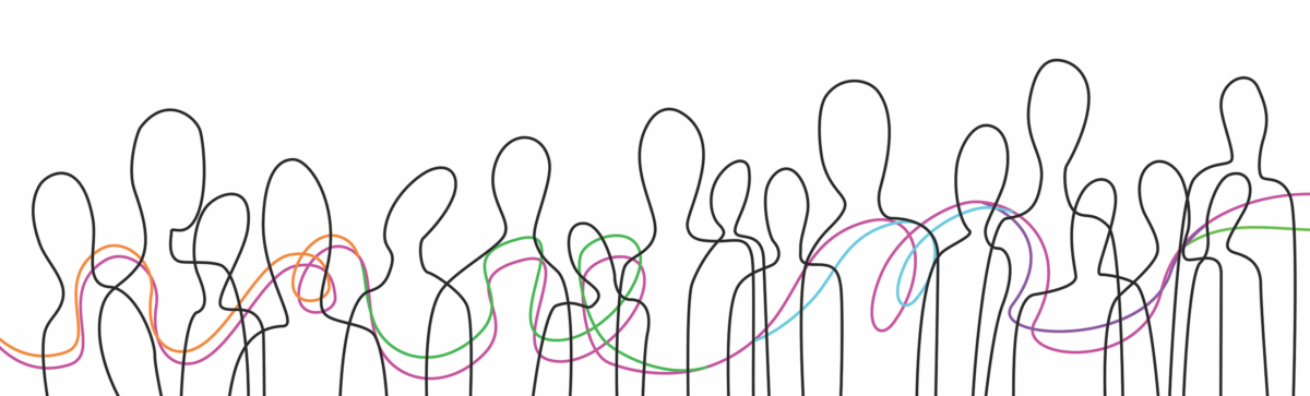 Human Connection in Retail. One continuous line drawing of people.