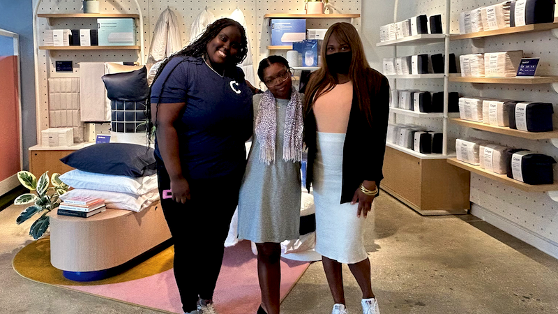 TEAM EFFORT From left, team members at Casper’s H Street store in Washington, D.C., include store manager Laura Nash, store manager Sascha Gilmore and supervisor Lacey Veney.