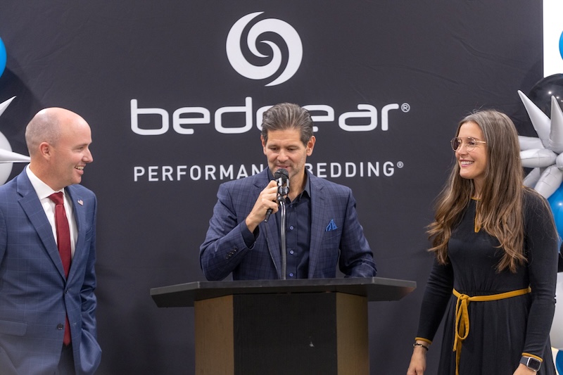 BedGear Unveils New Innovation. Utah Governor at ribbon cutting ceremony.