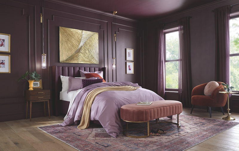 ROYAL REIGN Glidden’s Purple Basil PPG1046-7 is one of several purple hues predicted to be popular in 2025.