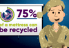 One Bye Bye Mattress public service video uses a cartoon Sandman to explain how mattresses are recycled.
