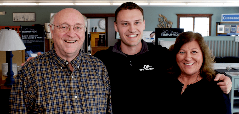 FAMILY-OWNED (From left) Dana Dow, Wil Dow and Lisa Dow are the current owners and operators of Dow Furniture, which was started by Dana’s father, Wilmot, in Waldoboro, Maine, in 1955. Wil Dow is named after his grandfather.