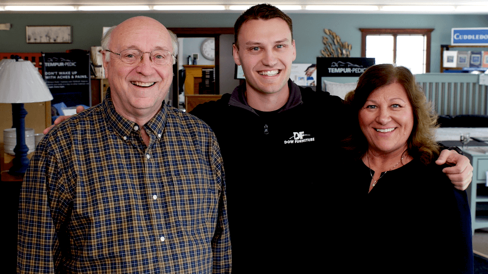 FAMILY-OWNED (From left) Dana Dow, Wil Dow and Lisa Dow are the current owners and operators of Dow Furniture, which was started by Dana’s father, Wilmot, in Waldoboro, Maine, in 1955. Wil Dow is named after his grandfather.