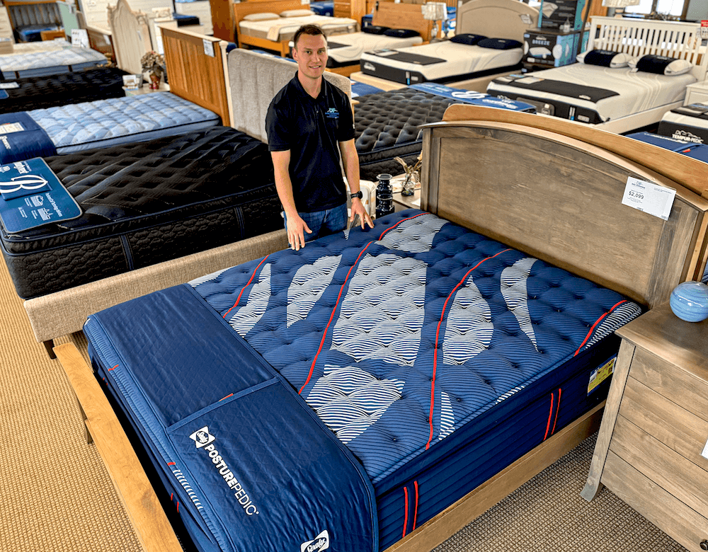 CROSS-SELLING Wil Dow likes to merchandise the sleep center showroom with bed frames and other bedroom furnishings the retailer carries. The strategy also adds a homey touch to the space.