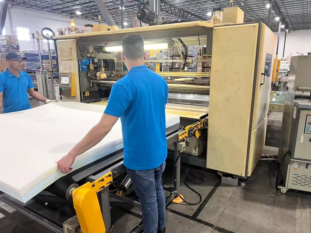 The new laminating machine will help DeLandis’ Houston facility expand its daily output and build the expertise of its workforce.